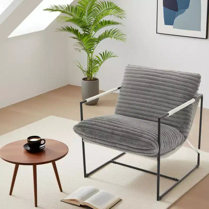 Fauteuil de salon moderne – Chaise longue en mousse déchiquetée moelleuse pour le salon, la chambre et la lecture au bureau