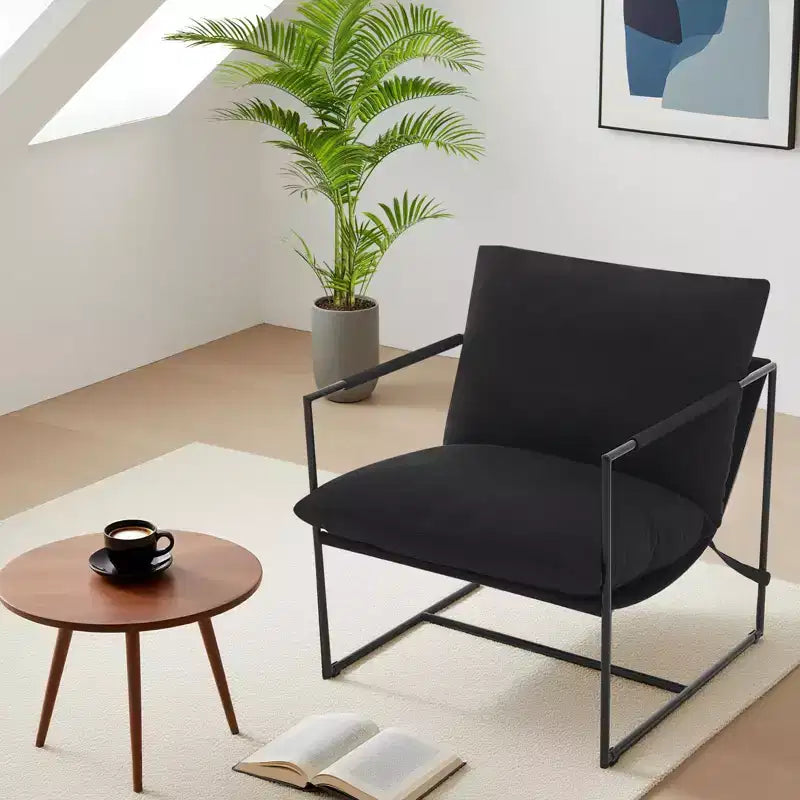 Fauteuil de salon moderne – Chaise longue en mousse déchiquetée moelleuse pour le salon, la chambre et la lecture au bureau