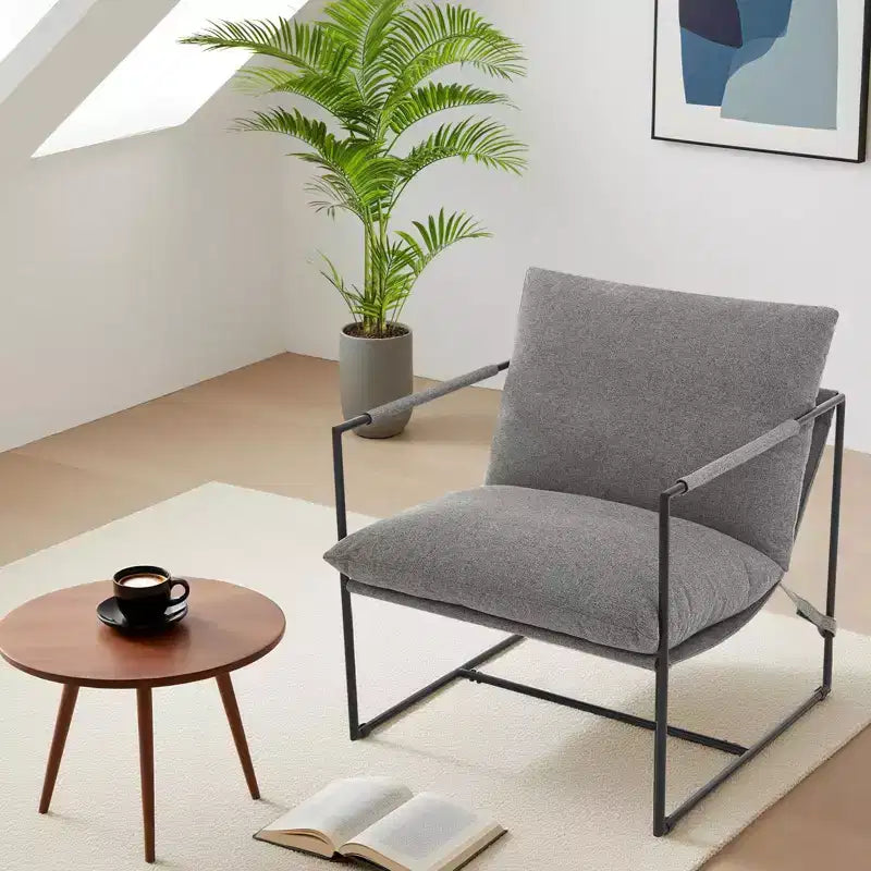 Fauteuil de salon moderne – Chaise longue en mousse déchiquetée moelleuse pour le salon, la chambre et la lecture au bureau