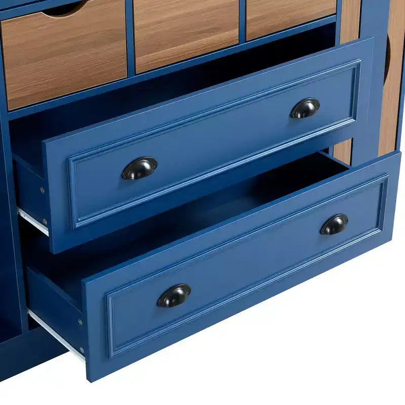 Buffet de salle à manger haut de 180 cm avec 4 portes pliantes et casiers à vin