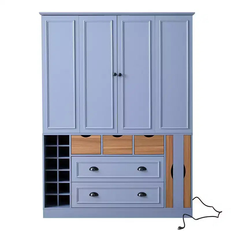Buffet de salle à manger haut de 180 cm avec 4 portes pliantes et casiers à vin