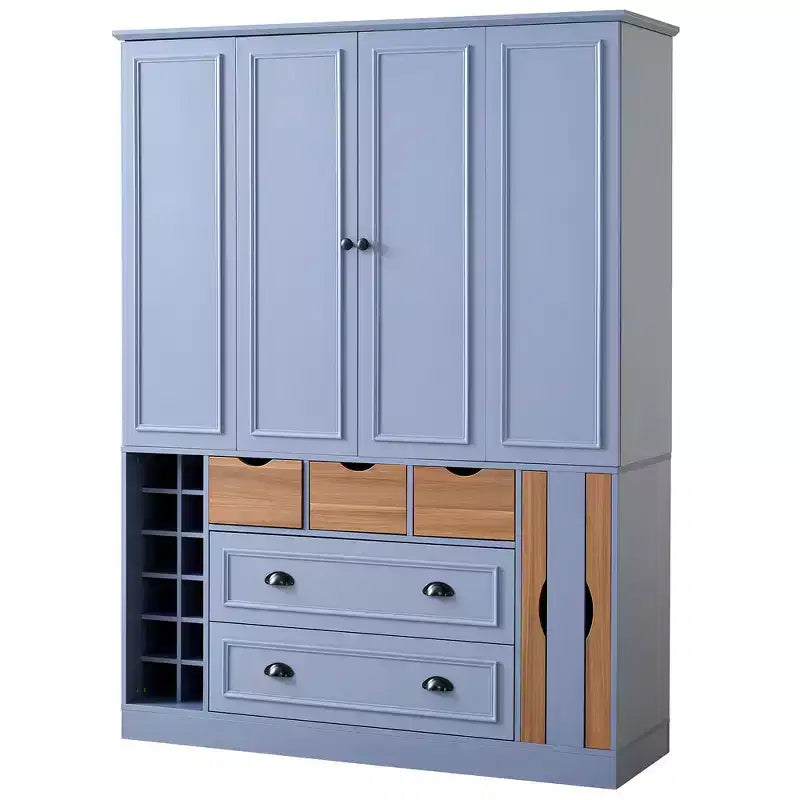 Buffet de salle à manger haut de 180 cm avec 4 portes pliantes et casiers à vin