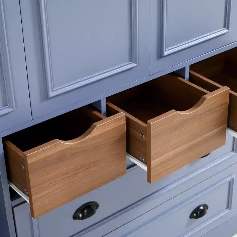 Buffet de salle à manger haut de 180 cm avec 4 portes pliantes et casiers à vin