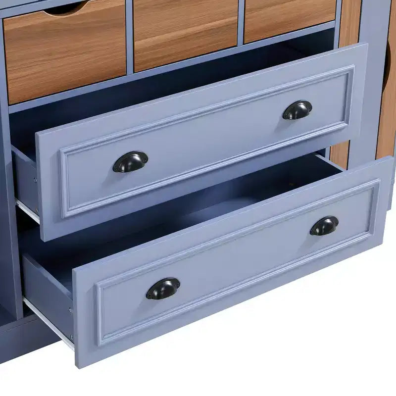 Buffet de salle à manger haut de 180 cm avec 4 portes pliantes et casiers à vin