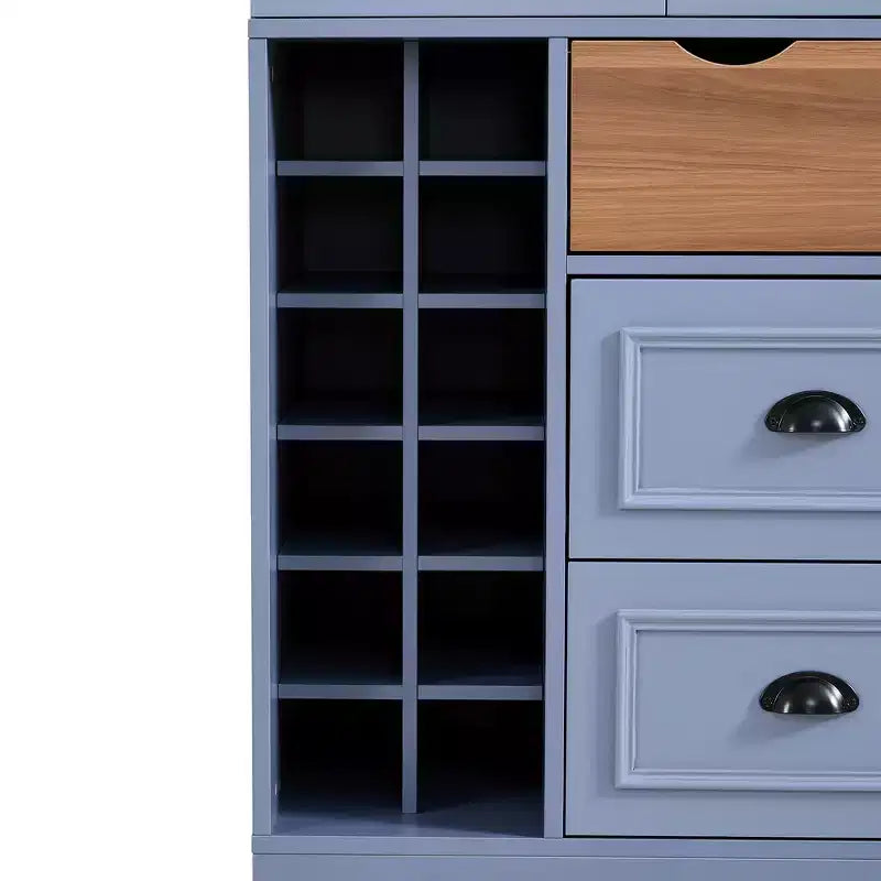 Buffet de salle à manger haut de 180 cm avec 4 portes pliantes et casiers à vin