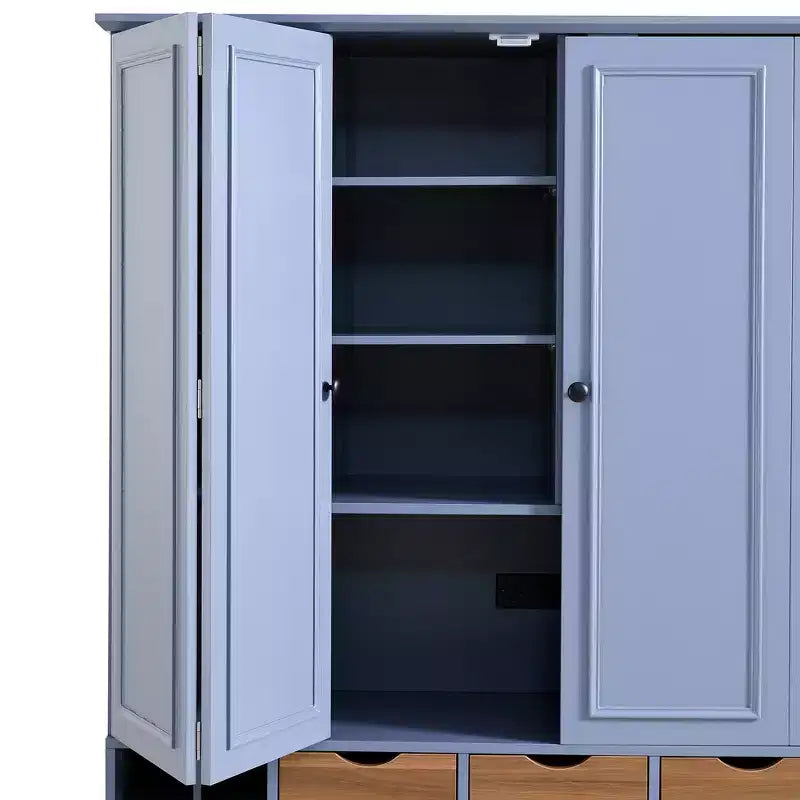 Buffet de salle à manger haut de 180 cm avec 4 portes pliantes et casiers à vin