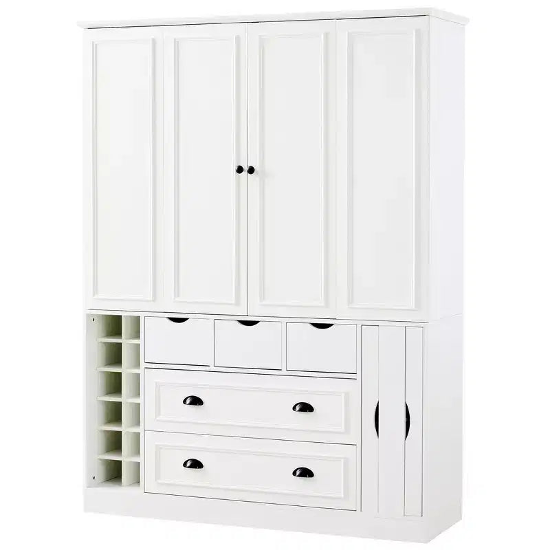 Buffet de salle à manger haut de 180 cm avec 4 portes pliantes et casiers à vin