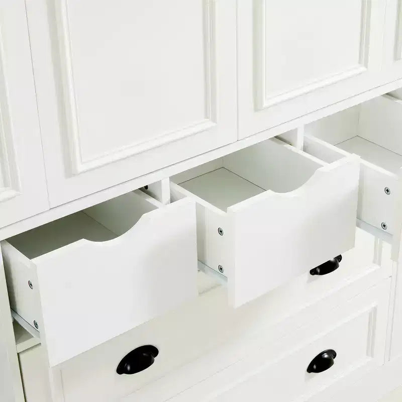 Buffet de salle à manger haut de 180 cm avec 4 portes pliantes et casiers à vin