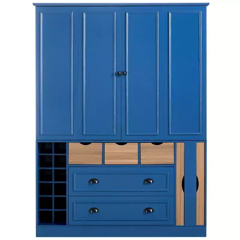 Buffet de salle à manger haut de 180 cm avec 4 portes pliantes et casiers à vin