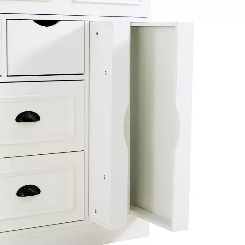 Buffet de salle à manger haut de 180 cm avec 4 portes pliantes et casiers à vin