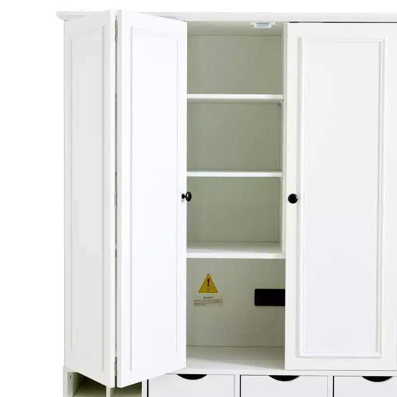 Buffet de salle à manger haut de 180 cm avec 4 portes pliantes et casiers à vin