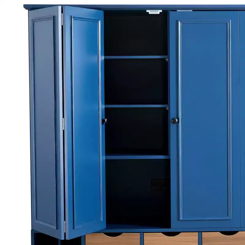 Buffet de salle à manger haut de 180 cm avec 4 portes pliantes et casiers à vin