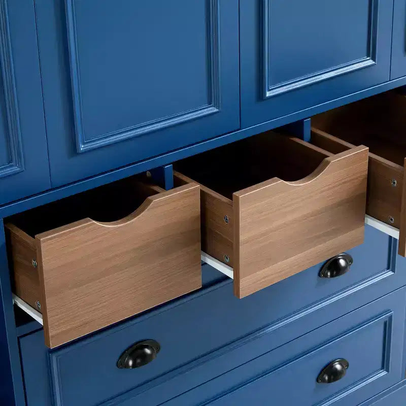 Buffet de salle à manger haut de 180 cm avec 4 portes pliantes et casiers à vin