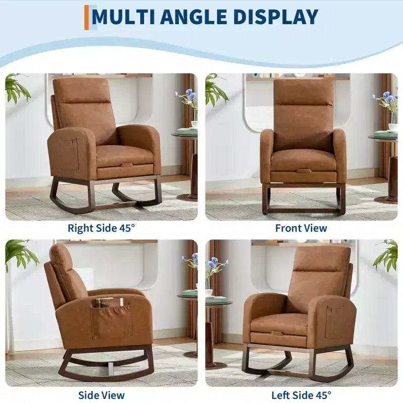 Fauteuil à bascule de puériculture, fauteuil à bascule d'allaitement avec repose-pieds, fauteuil à bascule inclinable confortable avec poche latérale, pour salon, chambre à coucher