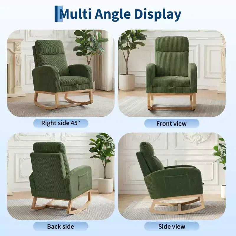 Fauteuil à bascule de puériculture, fauteuil à bascule d'allaitement avec repose-pieds, fauteuil à bascule inclinable confortable avec poche latérale, pour salon, chambre à coucher