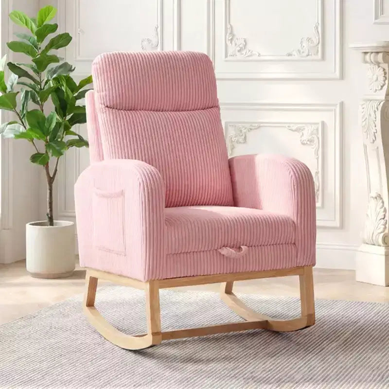 Fauteuil à bascule de puériculture, fauteuil à bascule d'allaitement avec repose-pieds, fauteuil à bascule inclinable confortable avec poche latérale, pour salon, chambre à coucher