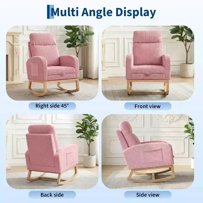 Fauteuil à bascule de puériculture, fauteuil à bascule d'allaitement avec repose-pieds, fauteuil à bascule inclinable confortable avec poche latérale, pour salon, chambre à coucher