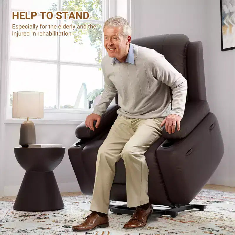 Fauteuil inclinable électrique avec fonction Chaleur et Massage, Canapé ergonomique en cuir PU pour Salon - Dossier haut, rembourré, Fauteuil paresseux réglable