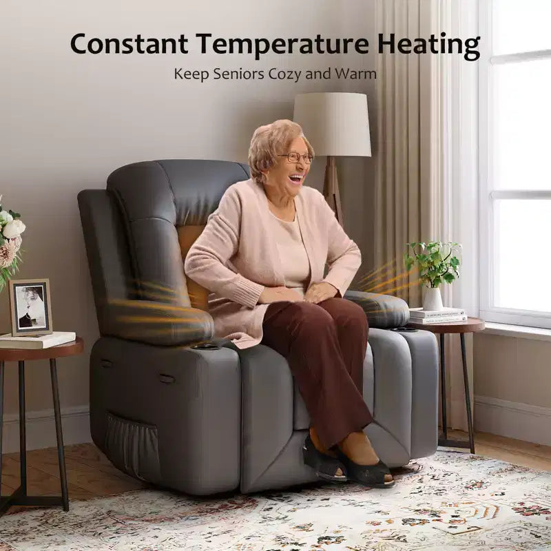 Fauteuil inclinable électrique avec fonction Chaleur et Massage, Canapé ergonomique en cuir PU pour Salon - Dossier haut, rembourré, Fauteuil paresseux réglable