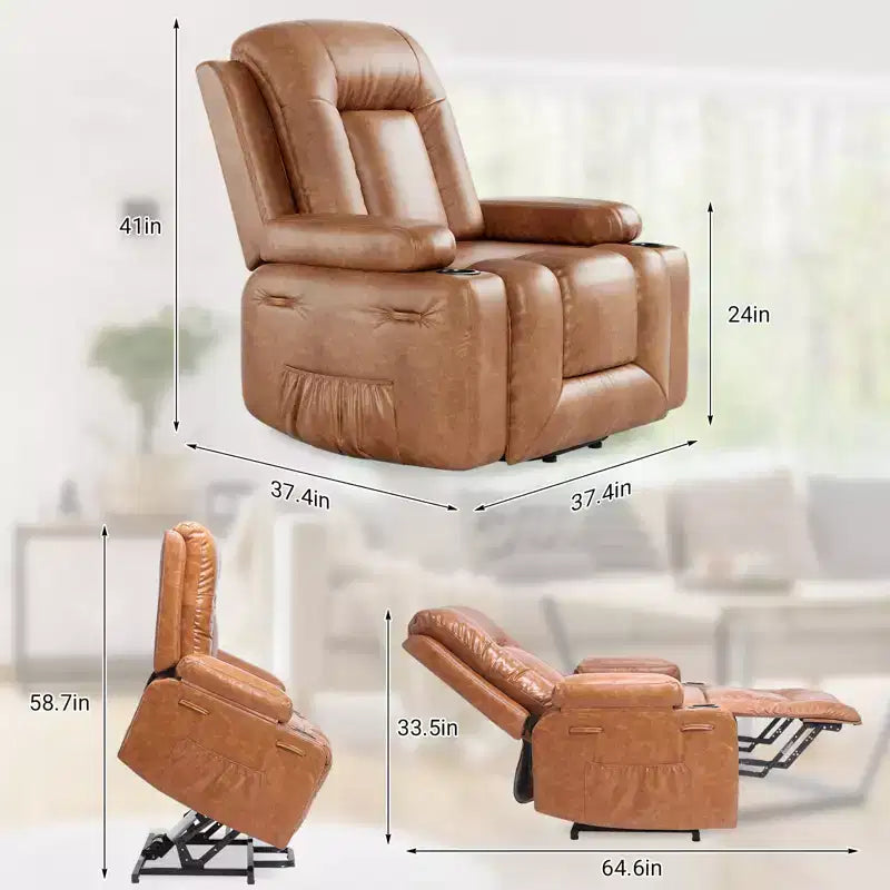 Fauteuil inclinable électrique avec fonction Chaleur et Massage, Canapé ergonomique en cuir PU pour Salon - Dossier haut, rembourré, Fauteuil paresseux réglable