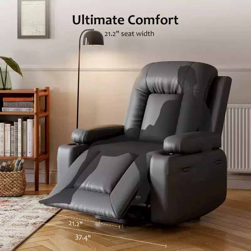 Fauteuil inclinable électrique avec fonction Chaleur et Massage, Canapé ergonomique en cuir PU pour Salon - Dossier haut, rembourré, Fauteuil paresseux réglable