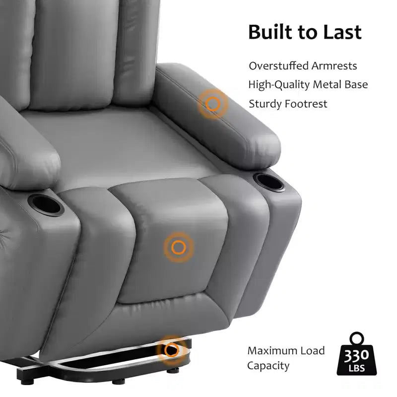 Fauteuil inclinable électrique avec fonction Chaleur et Massage, Canapé ergonomique en cuir PU pour Salon - Dossier haut, rembourré, Fauteuil paresseux réglable
