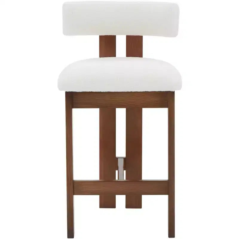 Tabouret d'appoint rembourré Boucle en Ivoire/Blanc - Repose-pieds ottoman rond moderne pour Salon, Chambre