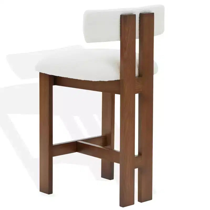 Tabouret d'appoint rembourré Boucle en Ivoire/Blanc - Repose-pieds ottoman rond moderne pour Salon, Chambre