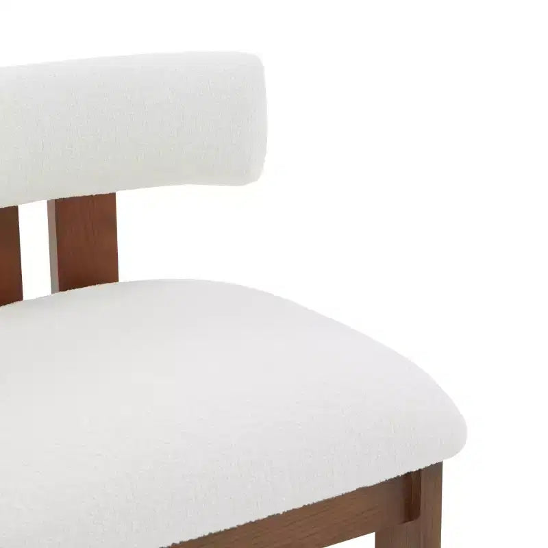 Tabouret d'appoint rembourré Boucle en Ivoire/Blanc - Repose-pieds ottoman rond moderne pour Salon, Chambre