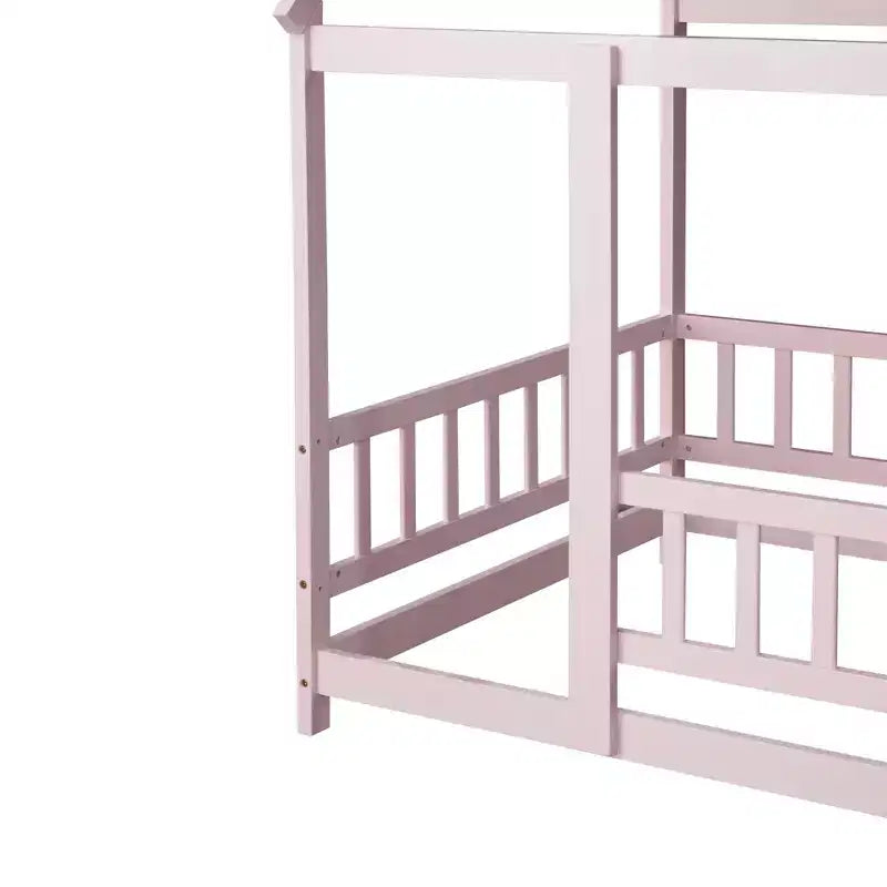 Lit de sol de style maison une place avec cadre de toit et barrière