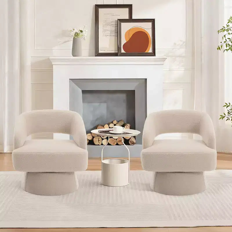 Fauteuil pivotant en velours - Rond moderne avec coussins rayés et moelleux, Chaise élégante pour salon, chambre à coucher