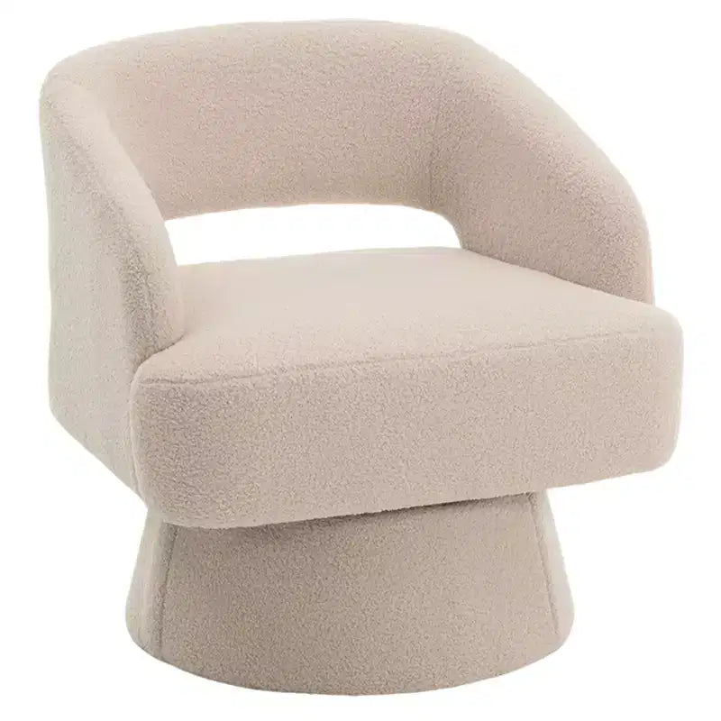 Fauteuil pivotant en velours - Rond moderne avec coussins rayés et moelleux, Chaise élégante pour salon, chambre à coucher