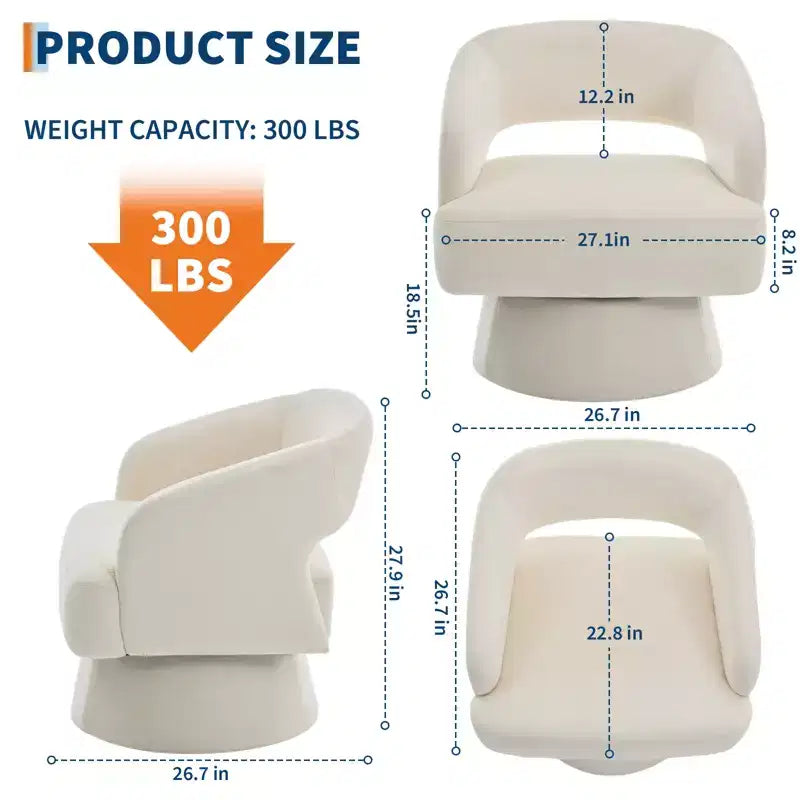Fauteuil pivotant en velours - Rond moderne avec coussins rayés et moelleux, Chaise élégante pour salon, chambre à coucher