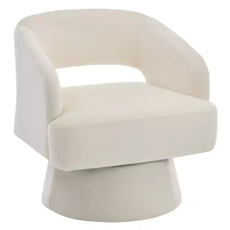 Fauteuil pivotant en velours - Rond moderne avec coussins rayés et moelleux, Chaise élégante pour salon, chambre à coucher