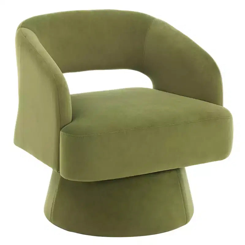 Fauteuil pivotant en velours - Rond moderne avec coussins rayés et moelleux, Chaise élégante pour salon, chambre à coucher