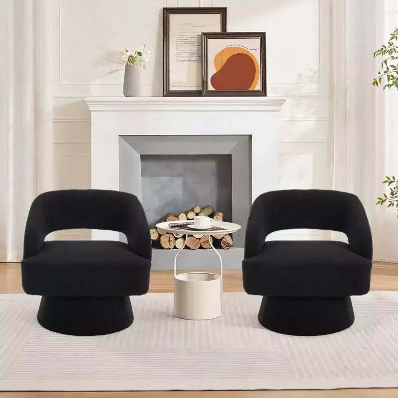 Fauteuil pivotant en velours - Rond moderne avec coussins rayés et moelleux, Chaise élégante pour salon, chambre à coucher