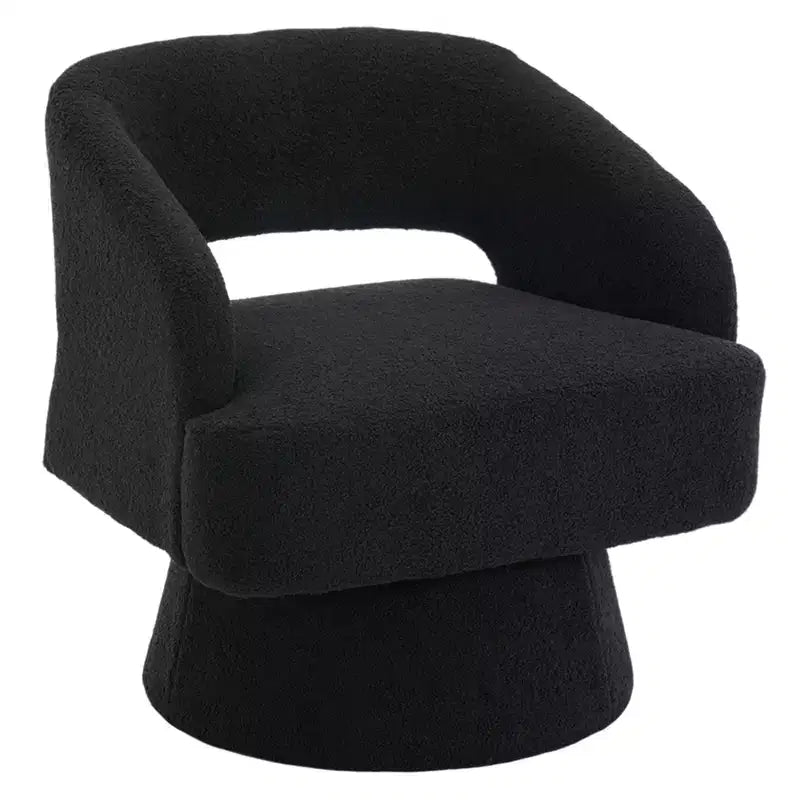 Fauteuil pivotant en velours - Rond moderne avec coussins rayés et moelleux, Chaise élégante pour salon, chambre à coucher