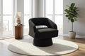 Velvet Swivel Barrel Chair - Modern Round Lounge Armchair with Striped Backrest and Plush Cushioning, Stylish Accent Chair for Living Room, Bedroom
