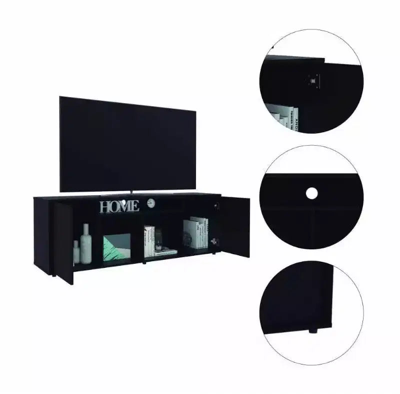 Meuble TV pour téléviseurs jusqu'à 60", Noir