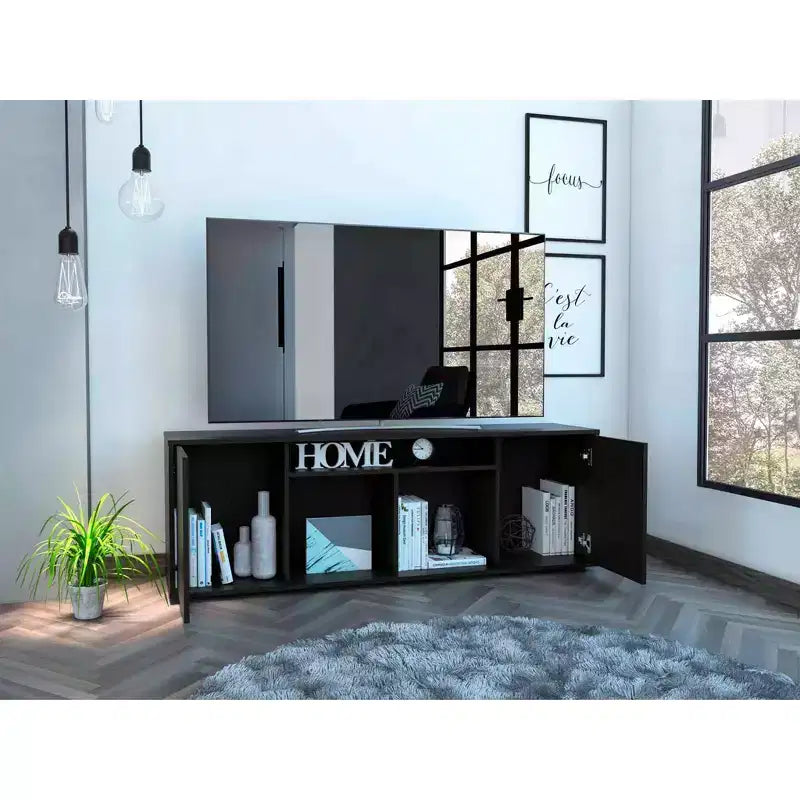 Meuble TV pour téléviseurs jusqu'à 60", Noir